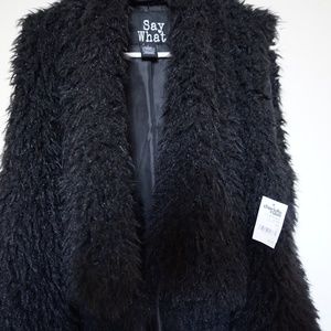 Black Faux Fur Vest Charlotte Russe